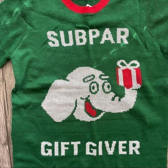 Subpar Gift Giver Elephant Christmas Long Sleeve Knit Ugly Sweater - Picture 5 of 8
